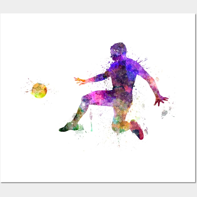 Soccer player in watercolor Wall Art by PaulrommerArt